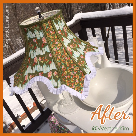 Ta-da! Doesn't every lampshade maker drag their dry sink out into the snow with their spring time fabric to do a photo shoot against the snowy landscape???
